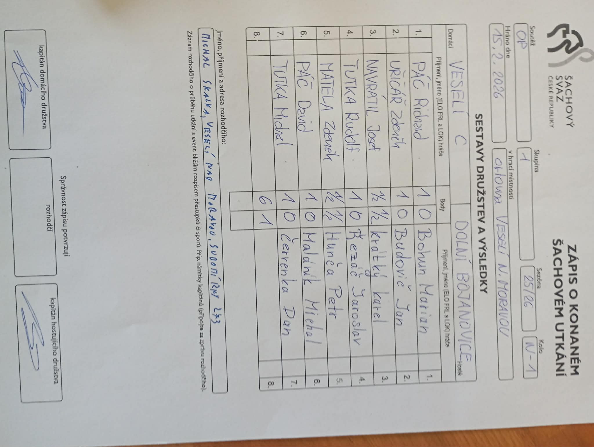 Fotografie z utkání Veselí 'C' - ŠKDB